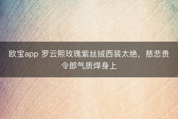 欧宝app 罗云熙玫瑰紫丝绒西装太绝，慈悲贵令郎气质焊身上