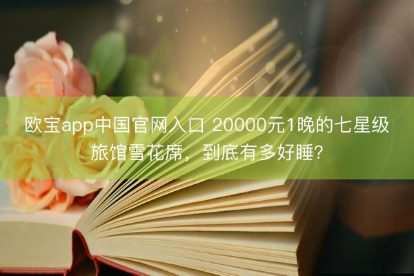 欧宝app中国官网入口 20000元1晚的七星级旅馆雪花席，到底有多好睡？