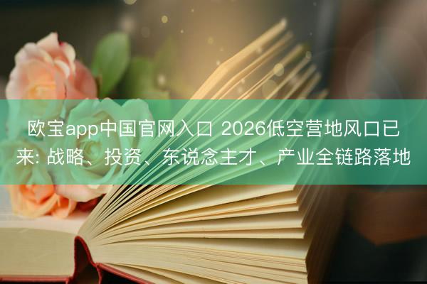 欧宝app中国官网入口 2026低空营地风口已来: 战略、投资、东说念主才、产业全链路落地