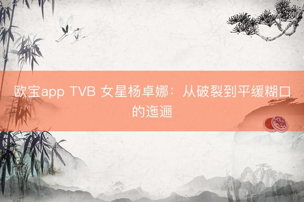 欧宝app TVB 女星杨卓娜:从破裂到平缓糊口的迤逦