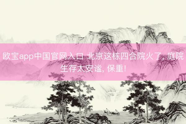 欧宝app中国官网入口 北京这栋四合院火了, 庭院生存太安谧, 保重!