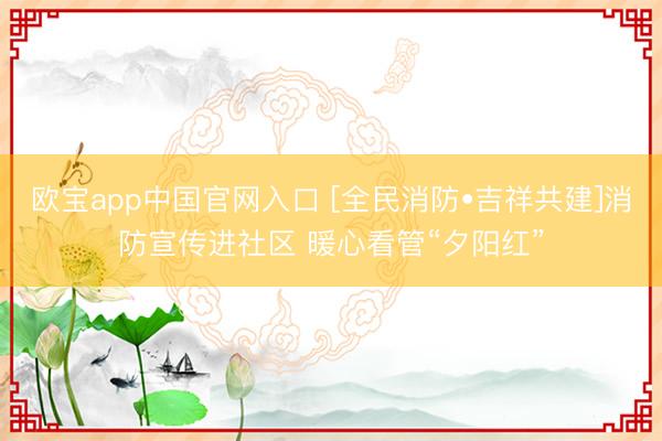 欧宝app中国官网入口 [全民消防•吉祥共建]消防宣传进社区 暖心看管“夕阳红”