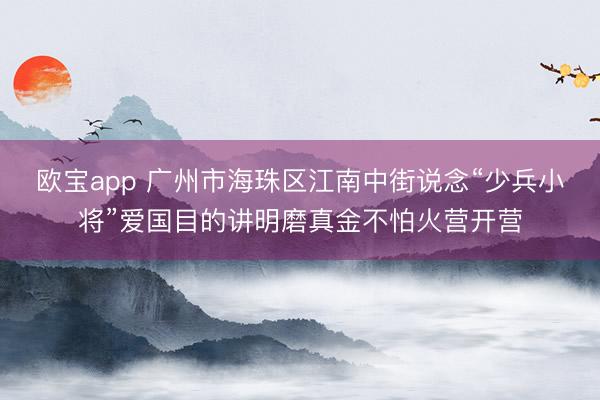 欧宝app 广州市海珠区江南中街说念“少兵小将”爱国目的讲明磨真金不怕火营开营