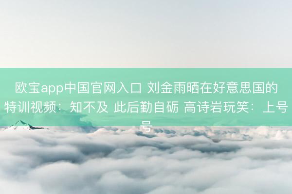 欧宝app中国官网入口 刘金雨晒在好意思国的特训视频：知不及 此后勤自砺 高诗岩玩笑：上号