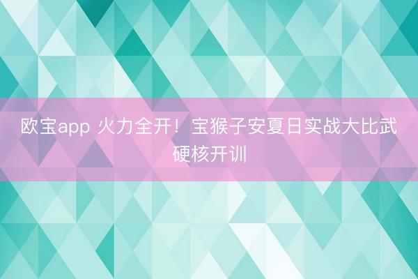 欧宝app 火力全开!宝猴子安夏日实战大比武硬核开训